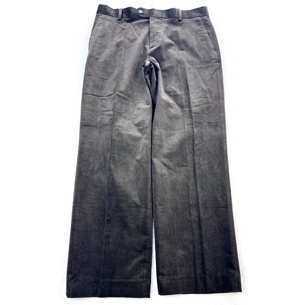 Hathaway Platinum Corduroy Pants Men 34x29 Brown Pima Flat Front Chino NWT.